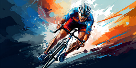 Cycling sport art background illustration