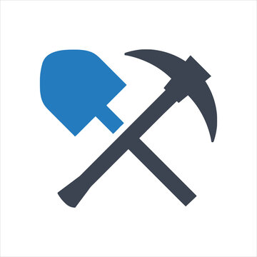 Miner Pickaxe Shovel Vector Icon