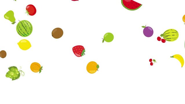 Fruit and Vegetable Failing Down Background animation Loop. Healthy Food and Greens looping Background 