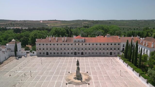 Drone footage of the Historic Ducal Palace of Vila Vicosa, Alentejo, Portugal