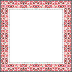 Vector illustration of Ukrainian ornament in ethnic style, identity, vyshyvanka, embroidery for print clothes, websites, banners. Background. Frame for text