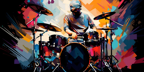 Drummer colorful illustration art background