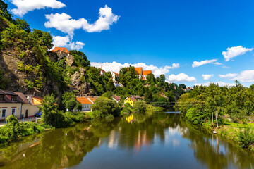 View of the river Luznice in the town of Bechyne in South Bohemia