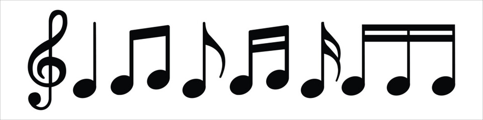 Music notes icon set, Music notes sign and symbol, vector illustration.