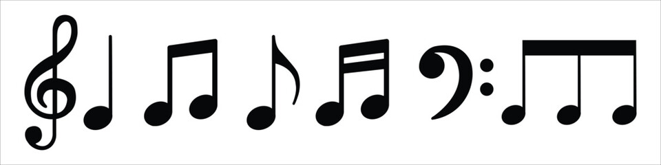 Music notes icon set, Music notes sign and symbol, vector illustration.