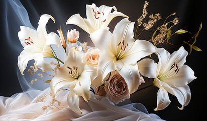 Delicate white flowers for dreamy decoration. AI generated