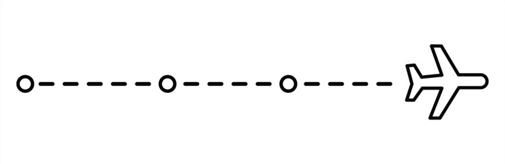 Airplane dotted route line the way airplane. Flying with a dashed line from the starting point and along the path. Sign and symbol. Vector illustration.