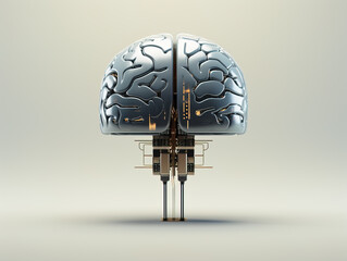 Fototapeta na wymiar Artificial intelligence chip concept with micro chip in human brain shape, Generative AI illustration