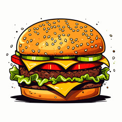 Vector hamburger isolated on white background, hamburger logo, hamburger icon, hamburger sticker