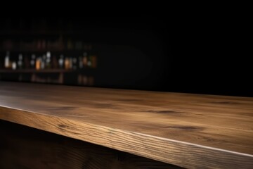 An empty wooden counter table top for product display
