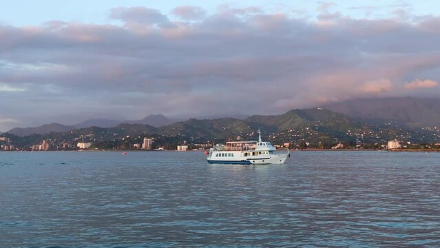 Tourist boats in the port of Batumi, Georgia