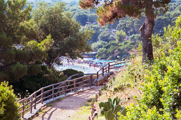 Continuation of the wonderful Campanian coast in the Cilento park inside the Gulf of Policastro. Marina di Camerota, Italy.