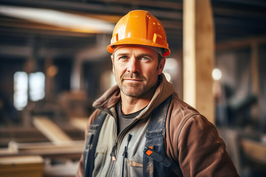 African american man in safety helmet working in workshop.