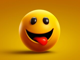 Fototapeta premium Yellow smiley emoji with isolated background generative ai