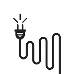 black simple electric plug icon like power cord. flat trend modern connector logotype graphic design web element isolated on white background. concept of easy or failure connect for power supply