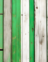 Texture of vintage wood boards with cracked parts white and green, nigeria