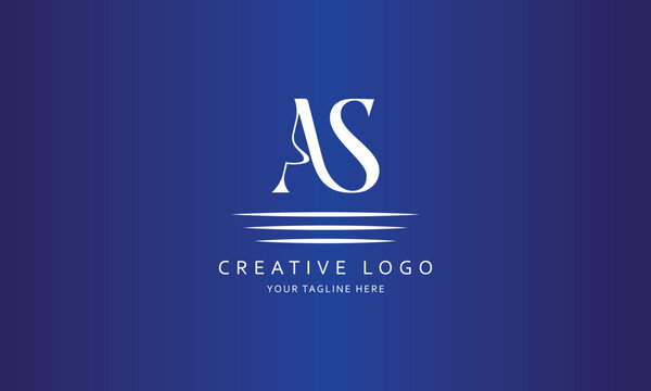 AS letter classical modern simple vector brand vector logo design for all kind of business with blue background  