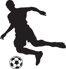Fototapeta na wymiar Soccer player vector silhouette illustration black color