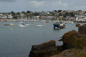 Boats in Brixham harbour, summer 2023