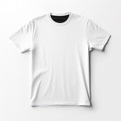 Blank White T-Shirt Mock-up on wooden hanger, front and rear side view
