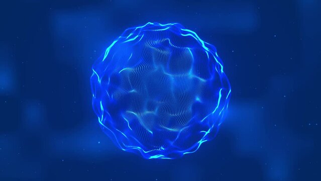 Abstract liquid geometric sphere . Abstract Motion Graphic with fluid particles moving in sphere. Visual loops for background and logos. Abstract corporate, space and futuristic style background. Seam