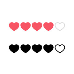Design for love rating, feedback rating with heart icon