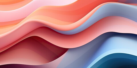 Obraz premium Wavy Shapes in Pastel Colors, 3D render