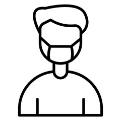 Man Face Mask Line Icon