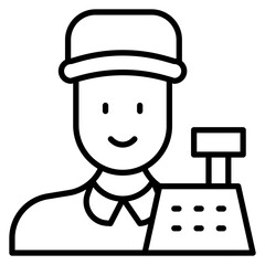 Cashier Male Line Icon