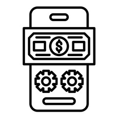 Money Transfer App Line Icon
