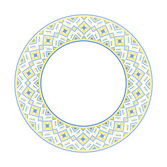 Vector illustration of Ukrainian ornament in ethnic style, identity, vyshyvanka, embroidery for print clothes, websites, banners. Background. Frame for text