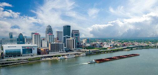 Aerial View Of The City Of Louisville, Kentucky On The Ohio River - obrazy, fototapety, plakaty