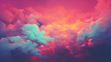 Fototapeta na wymiar a picture of an orange and purple cloud in the sky, in the style of dark turquoise and dark pink, anime aesthetic, dark cyan and pink, 