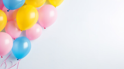 Bunch of shiny pink and golden balloons on magenta background, for birthday, wedding or other events. 