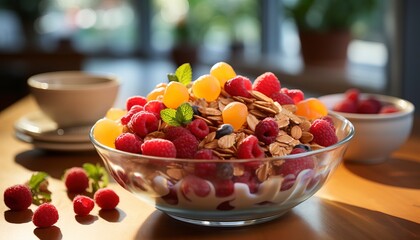 bowl of cereal and fruit - Powered by Adobe