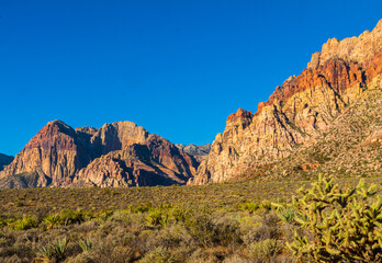 The Mojave Desert and The Rainbow Mountains, Red Rock National Conservation Area, Las Vegas, Nevada, USA