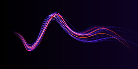 Neon color glowing lines background, high-speed light trails effect electric light, light effect png.