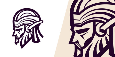 Sculpted Strength: Lineart Vector Template for Bold Warrior Logo