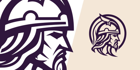 Fierce Warrior Legacy: Lineart Vector Logo Design Blueprint