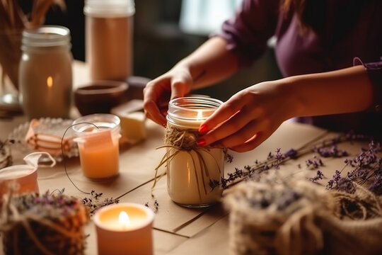 The process of creating handmade candles.
