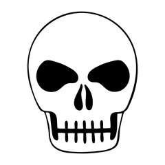 Skull line art. Hand drawn doodle illustration.