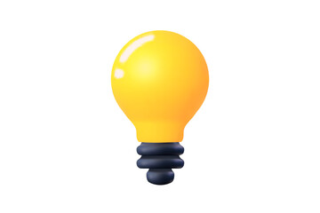 3d light bulb, light idea icon. Realistic light bulb vector idea metaphor