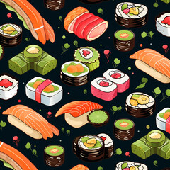 Sushi Kawaii Pattern