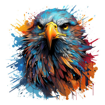  An enigmatic Amerikan Eagle T-Shirt Design with the eagle portrayed as a mystical being, soaring above a realm of magical portals and mysterious doorways, Generative Ai