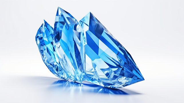 3d render, blue crystal isolated on white background Generative AI