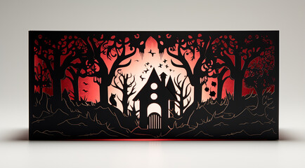 cardboard box with a halloween party illustration generativa IA