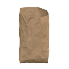Brown empty open paper bag for bread and food 3D Illustration