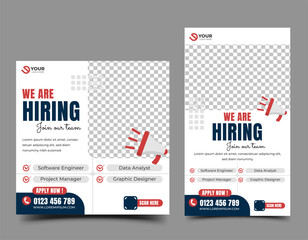 Recruiting job promotion social media post and story template design