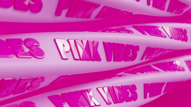 3d Banner Lettering and animation rotation with text pink vibes