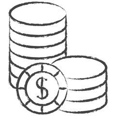 Hand drawn Coins illustration icon